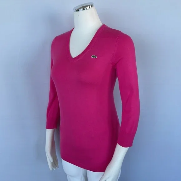 Lacoste Pink Sweater Size 38 3/4in Sleeves - Picture 4 of 13